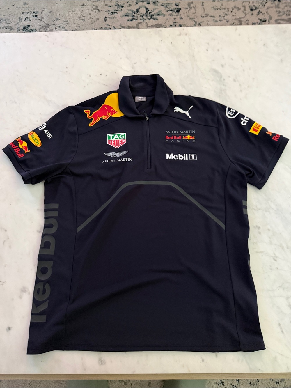 Puma Black Red Bull Racing Team Polo with Yellow Accent